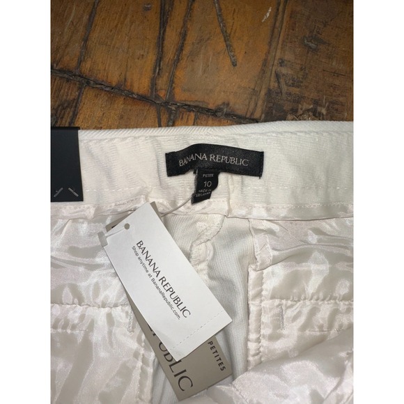 Banana Republic Crop Pants Womens Petite 10 White Flat Front High Rise Wide Leg - Picture 3 of 7